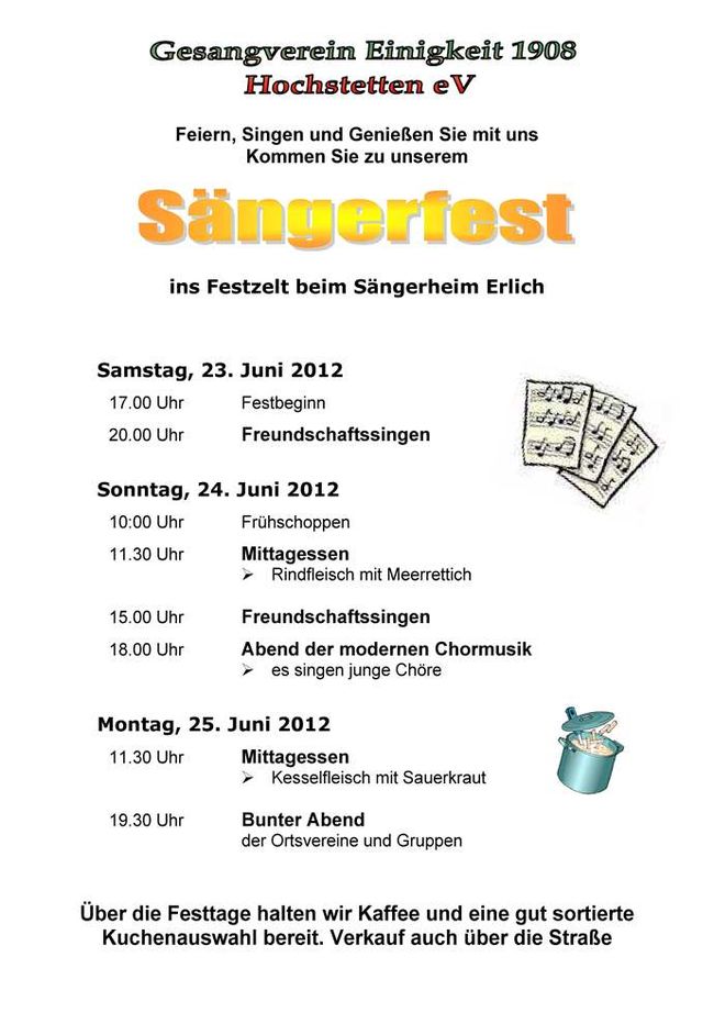 Prügramm des Sängerfests 2012