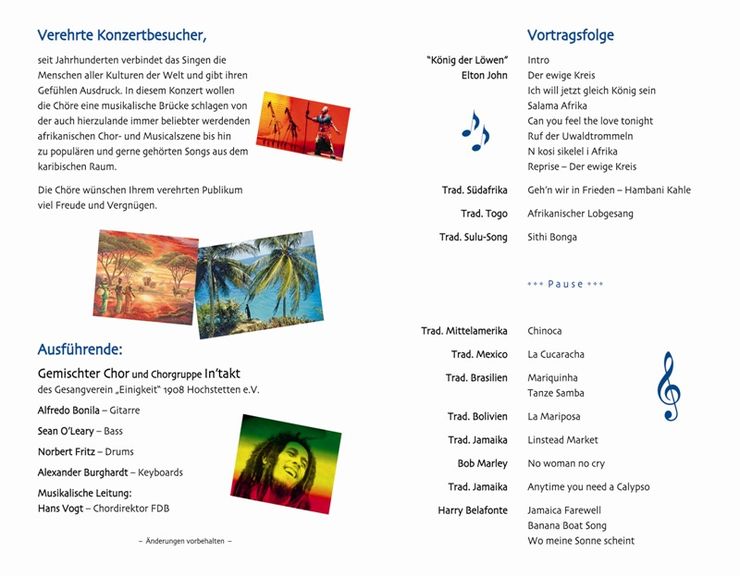 Programm zum Konzert am 16.05.2010 im Bürgerhaus